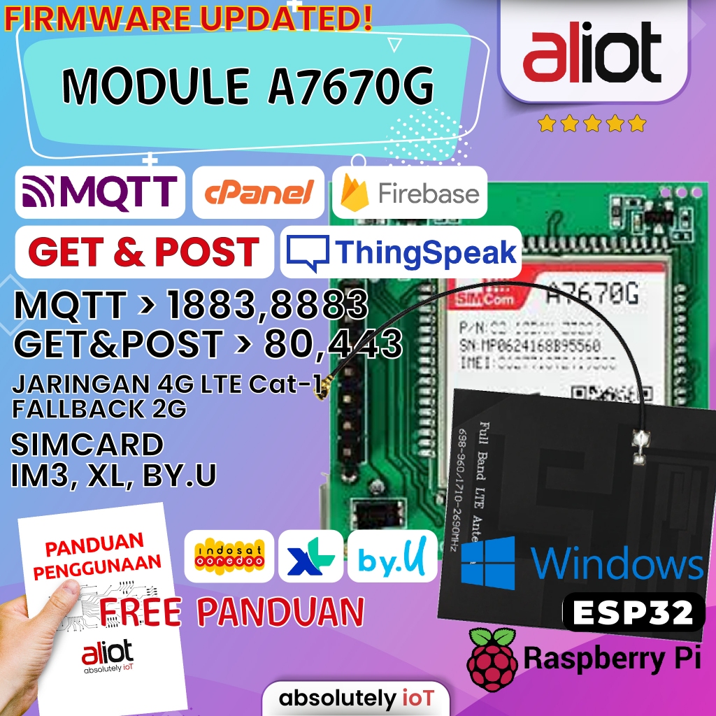 Modul selular SIMCOM SIM A7670G LTE CAT1 SIM7670G 4g Lte alternatif sim7000 dan sim7600 bisa sebagai
