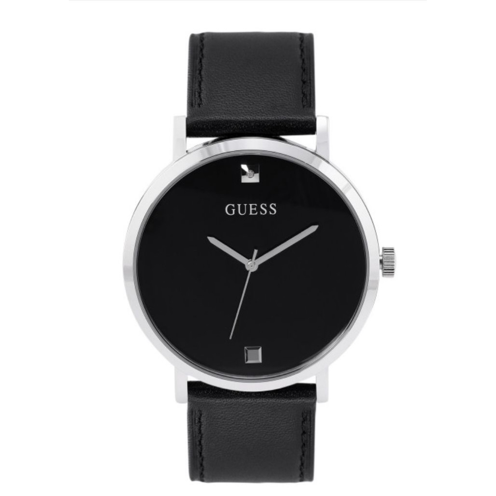 Jam Tangan Guess Nova GW0009G1 Black Matte Dial Leather Strap Second Original Style Pria