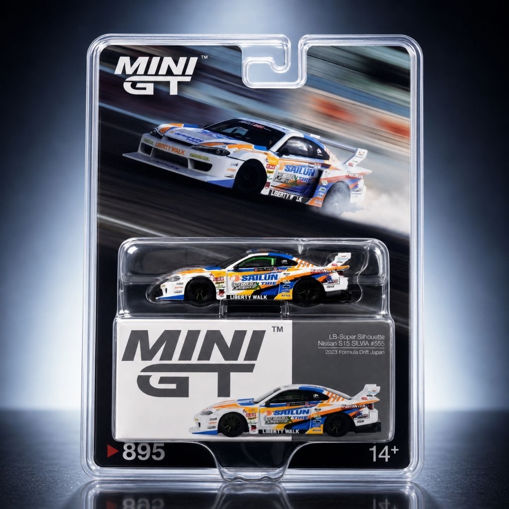 Mini GT 895 LB Super Silhouette Nissan Silvia #555 2023 Formula Drift Japan Sailun (Blister)