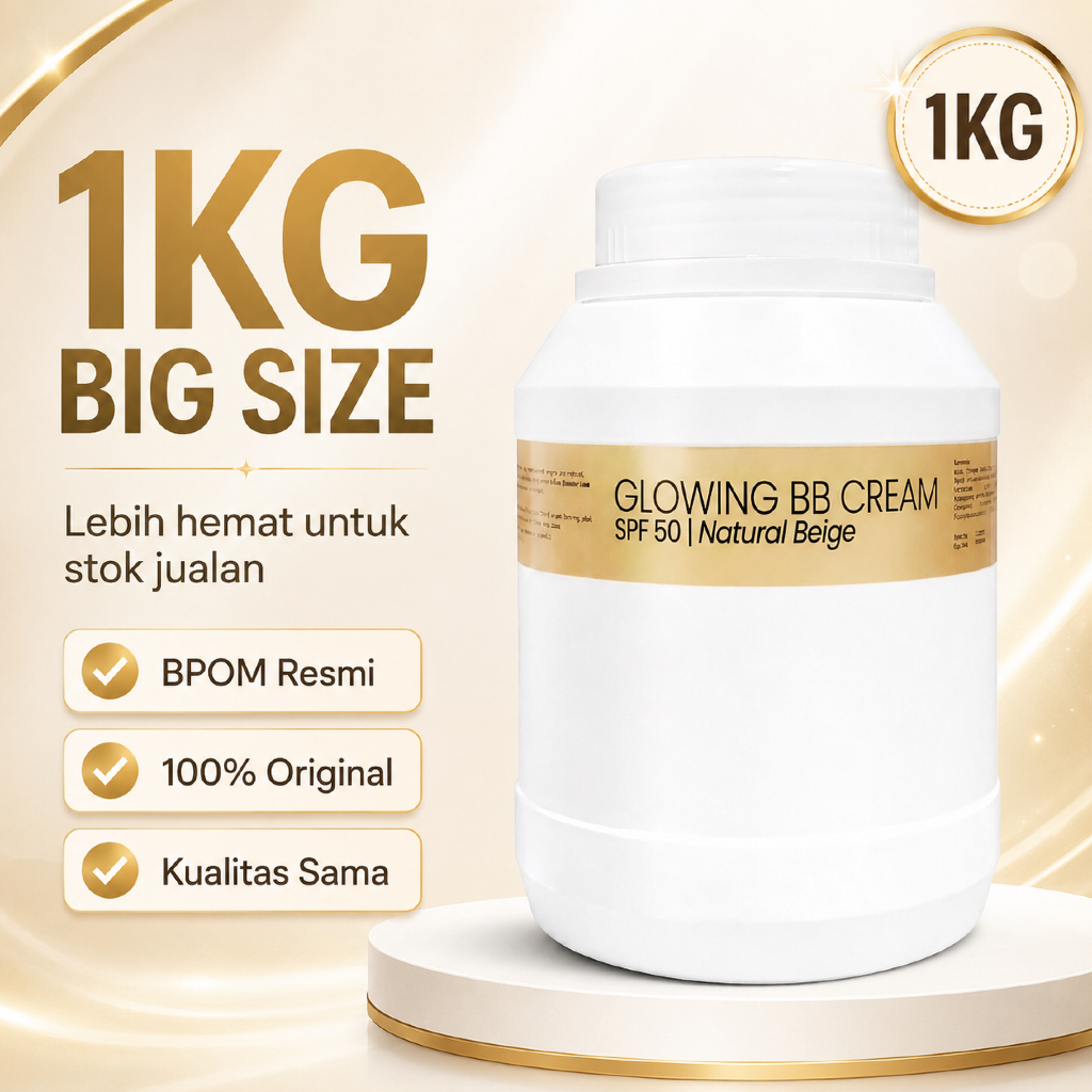JUMBO 1 KG  | GLOWING FOUNDATION BB CREAM | Krim Wajah Glowing BB 1 kg | Skincare sekaligus Make Up 