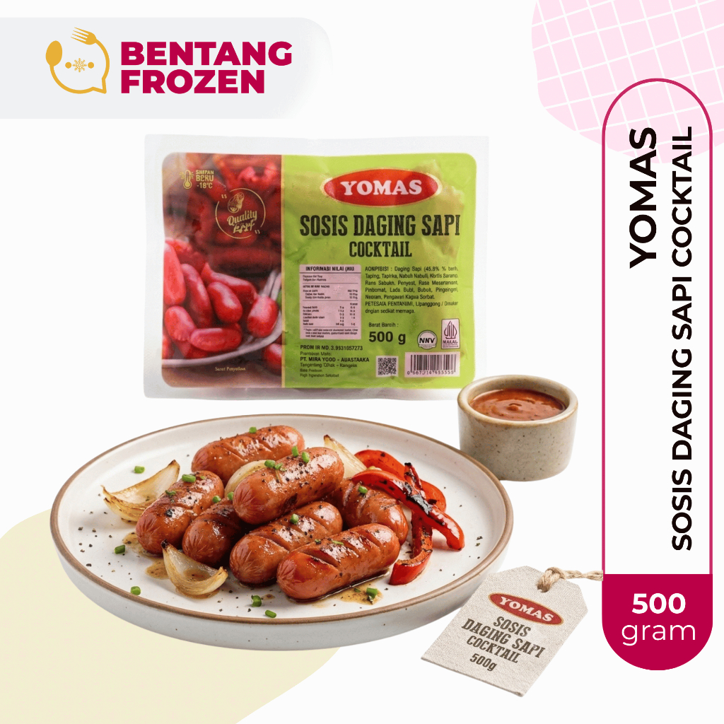 Yomas Sosis Sapi Cocktail Merah 500gr / Yomas Sosis Cocktail Merah