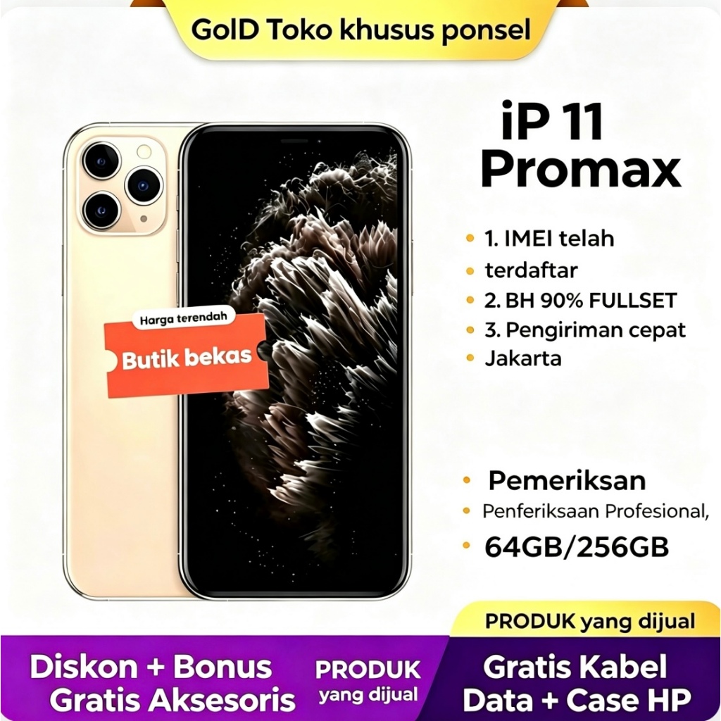 IP 11 pro - 11 pro max Terdaftar beacukai  64gb 128gb 256gb second fullset Lcd Original 100% No Reko