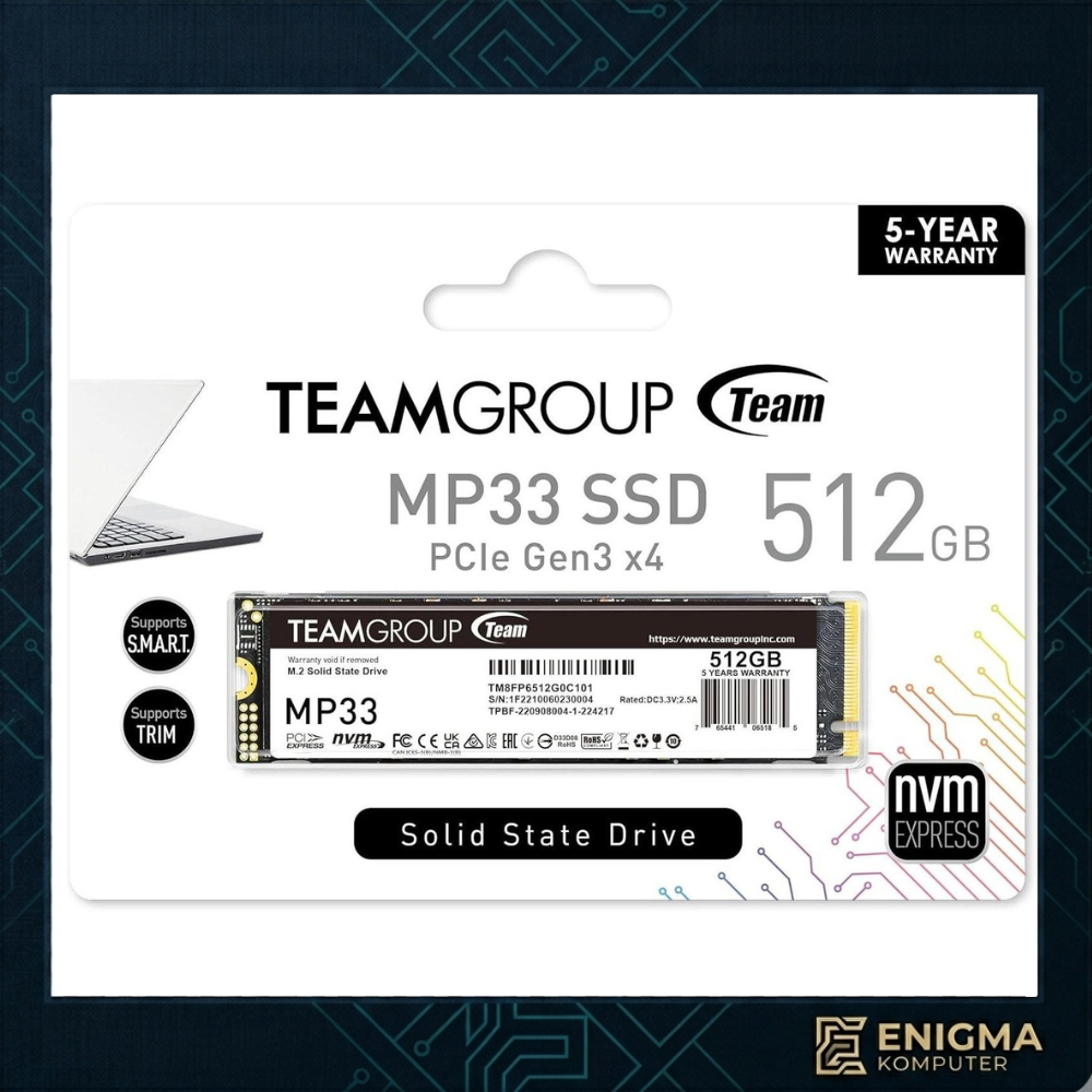 TEAMGROUP TEAM MP33 512GB 3D NAND SLC SSD PCIE 3.0 GEN3 M.2 NVME TM8FP6512G0C101