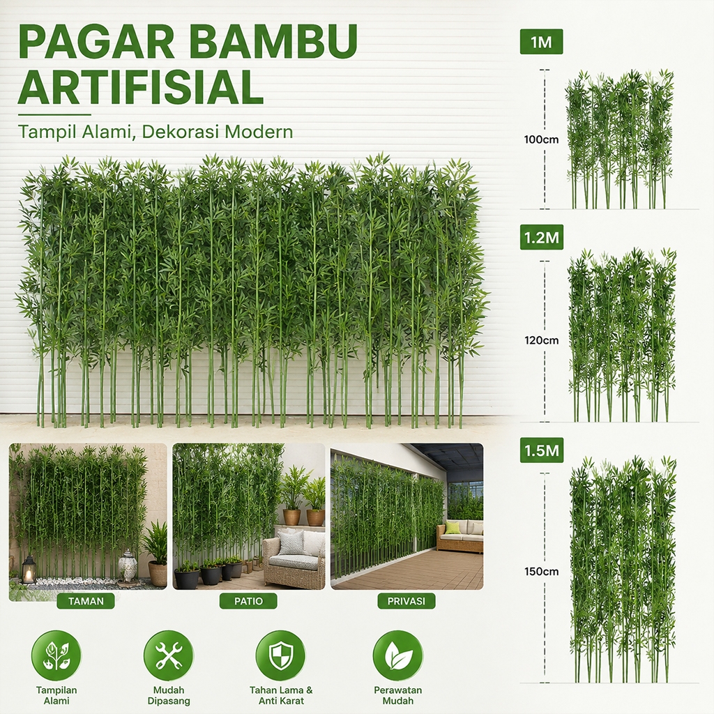 Batang Bambu tinggi 150cmDaun Bambu plastik Bunga Hias Plastik/bunga plastik Artificial Dekorasi poh