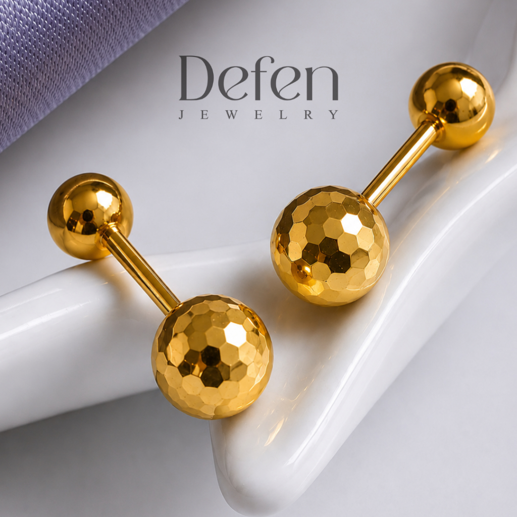 Defen Jewelry - Anting Wanita Tindik Anting Titanium Wanita Anti Karat Barbell Giwang Wanita Kerabu 