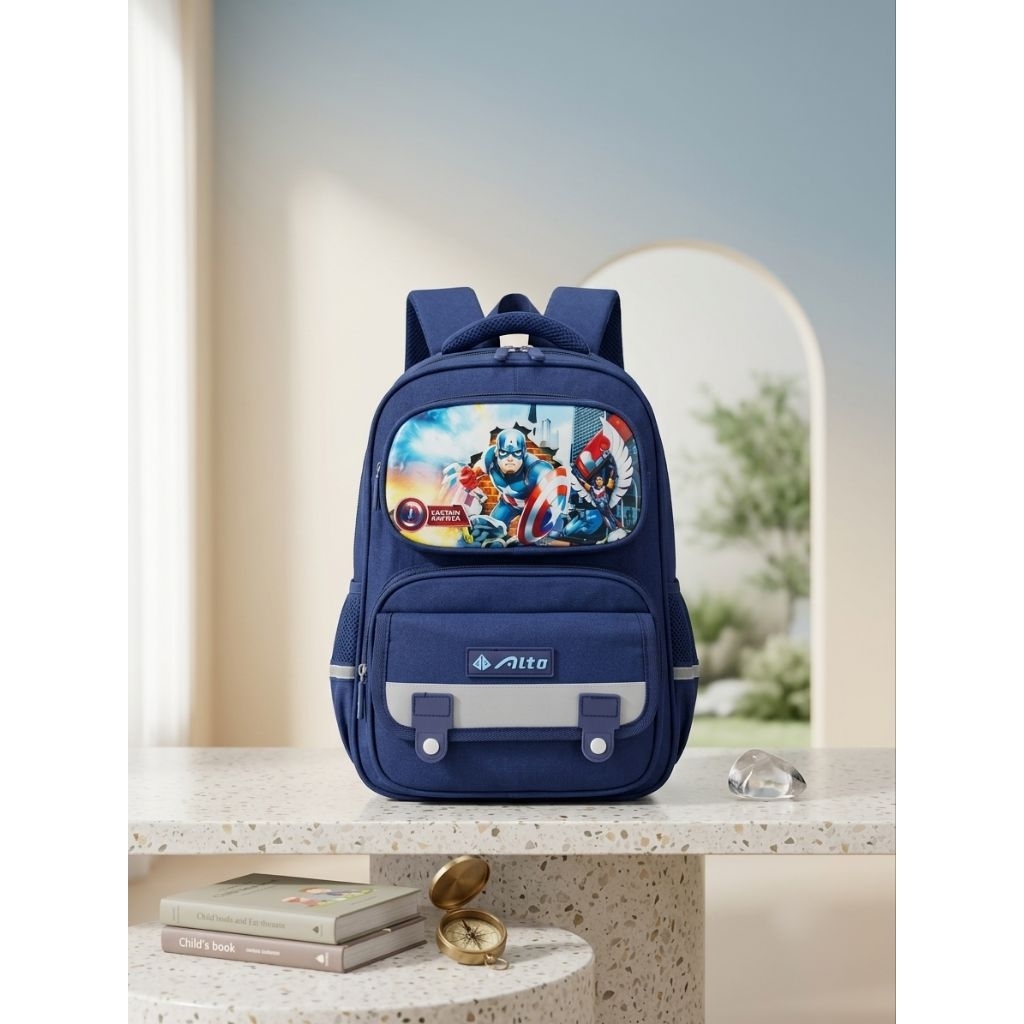 Italy Bags - Ransel Anak Alto Captain America Series – Dilengkapi Sekat Buku & Kompartemen Laptop