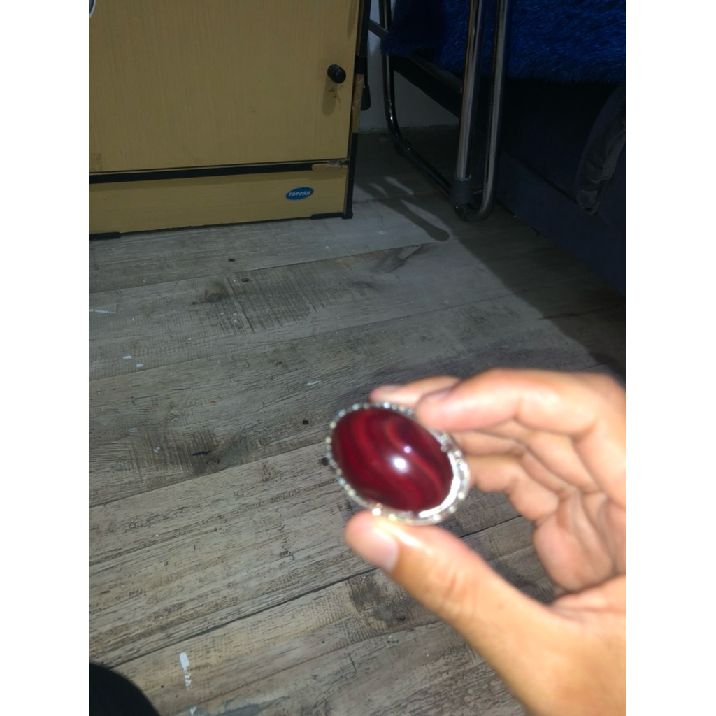 Batu Akik Sulaiman Merah Merona Ring Titanium