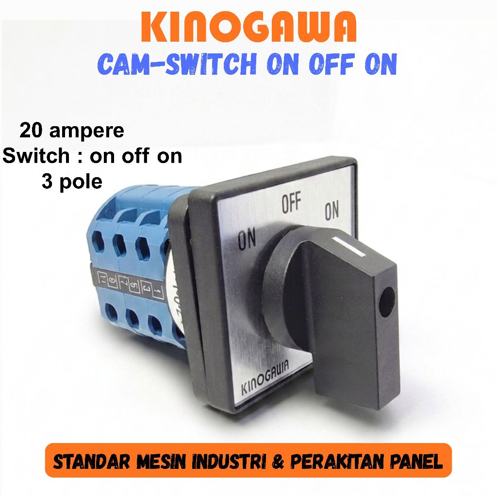 KINOGAWA CAM SWITCH ON OFF ON 3P Saklar Putar Selector Ohm Saklar Panel Mesin Otomatis Saklar Putar 