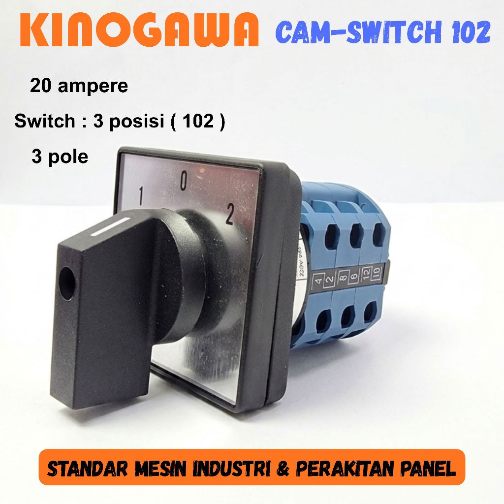 KINOGAWA SWITCH 102 3P Cam Switch Saklar Putar Selector Ohm Saklar Panel Mesin Otomatis Saklar Putar