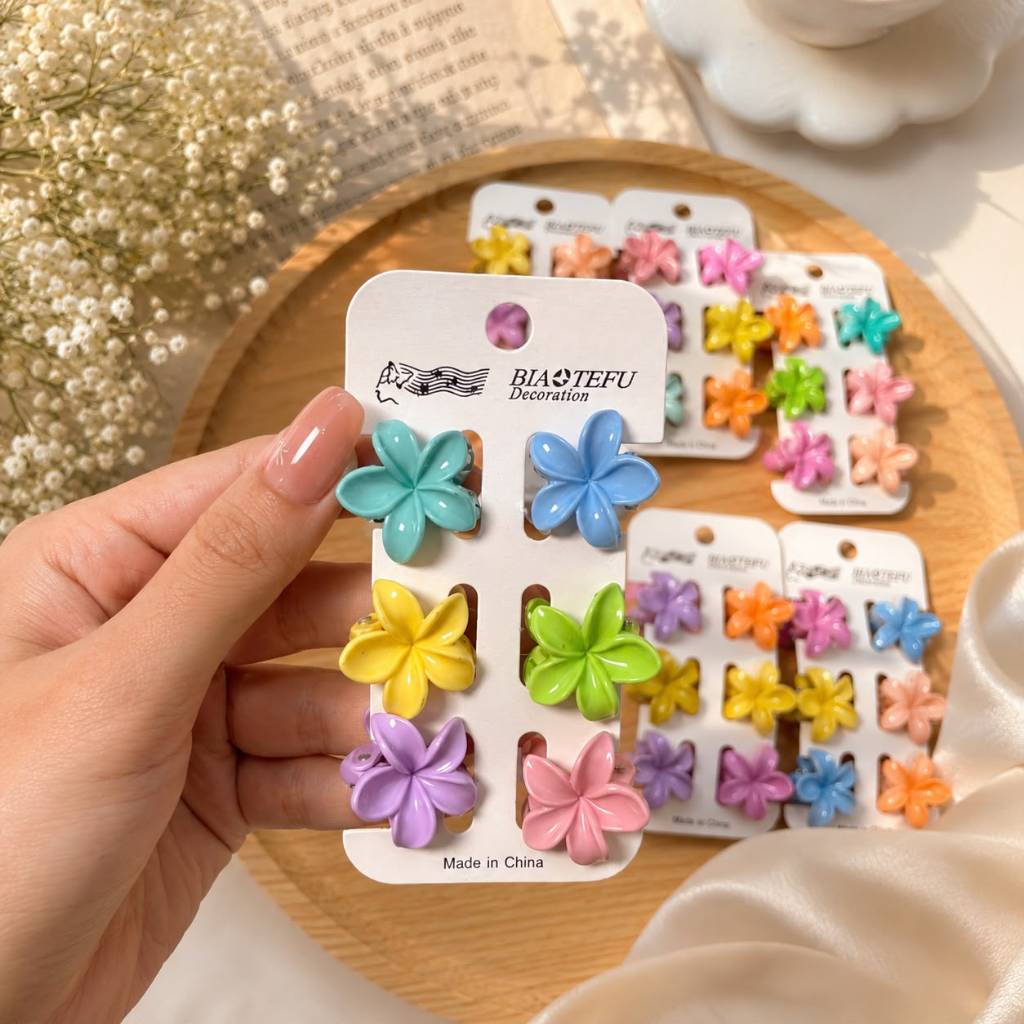 C058 - 1SET JEPIT MINI KAMBOJA ISI 6PCS / GAMBAR BUNGA / COCOK UNTUK DAILY