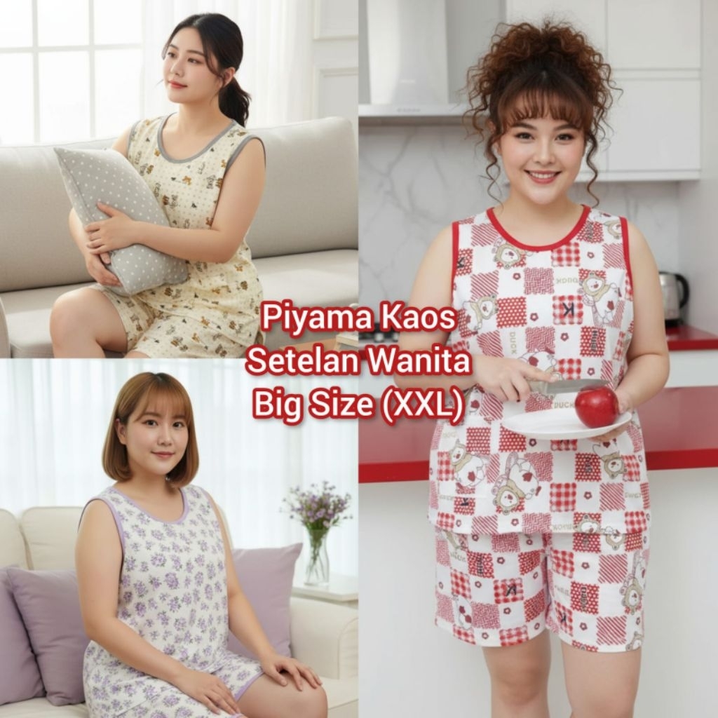 BKH XXL(2L) Kaos Oblong St.Babydoll Kutung-Celana Pendek