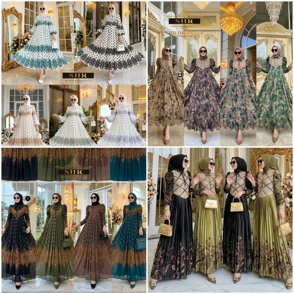 COD  SHR ORI DRESS MAXI GAMIS MIDI POLKADOT ANGSA CERUTY MAHARANI SUTRA GERIGI SUTRA SWAROSKI SYAHIR