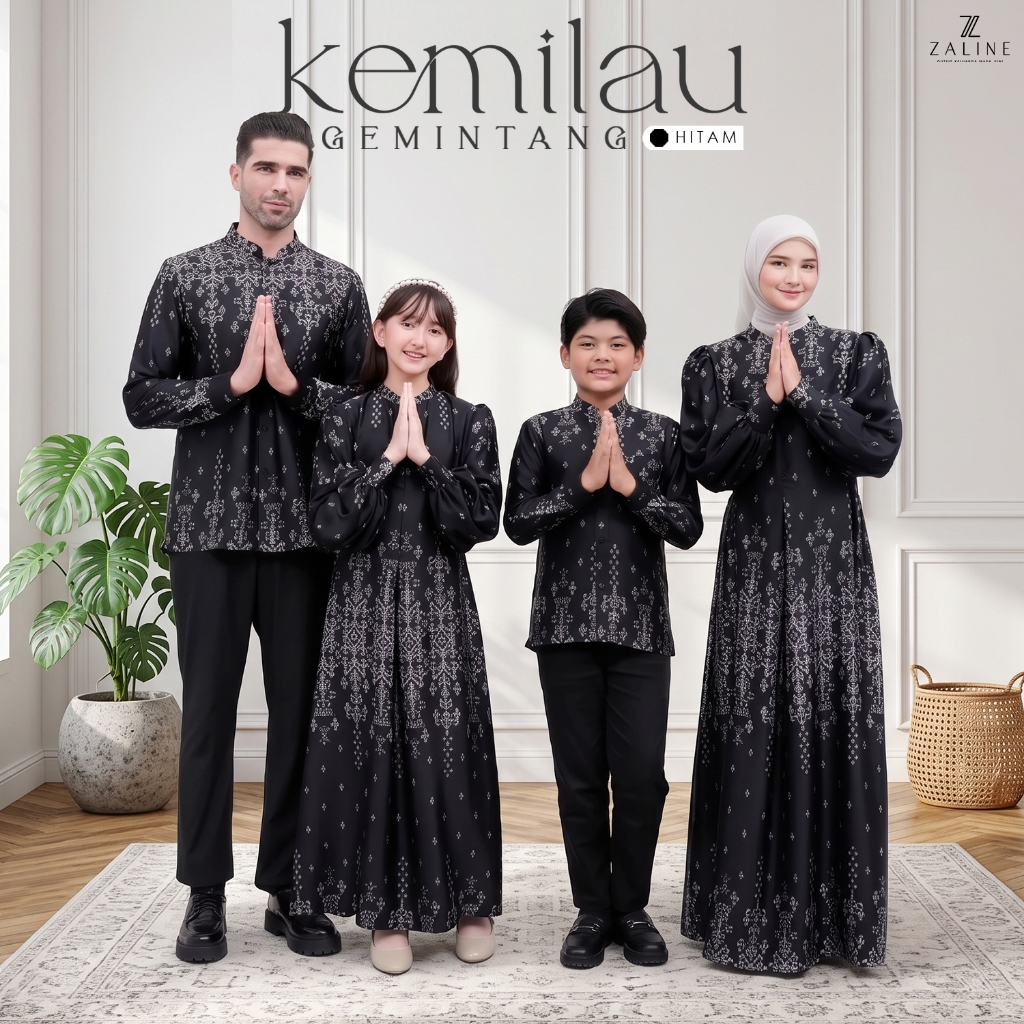 Zaline Stuff - Kemilau Series - Family Set Sarimbit Keluarga Modern Lebaran Idul Fitri 2027 Motif Te