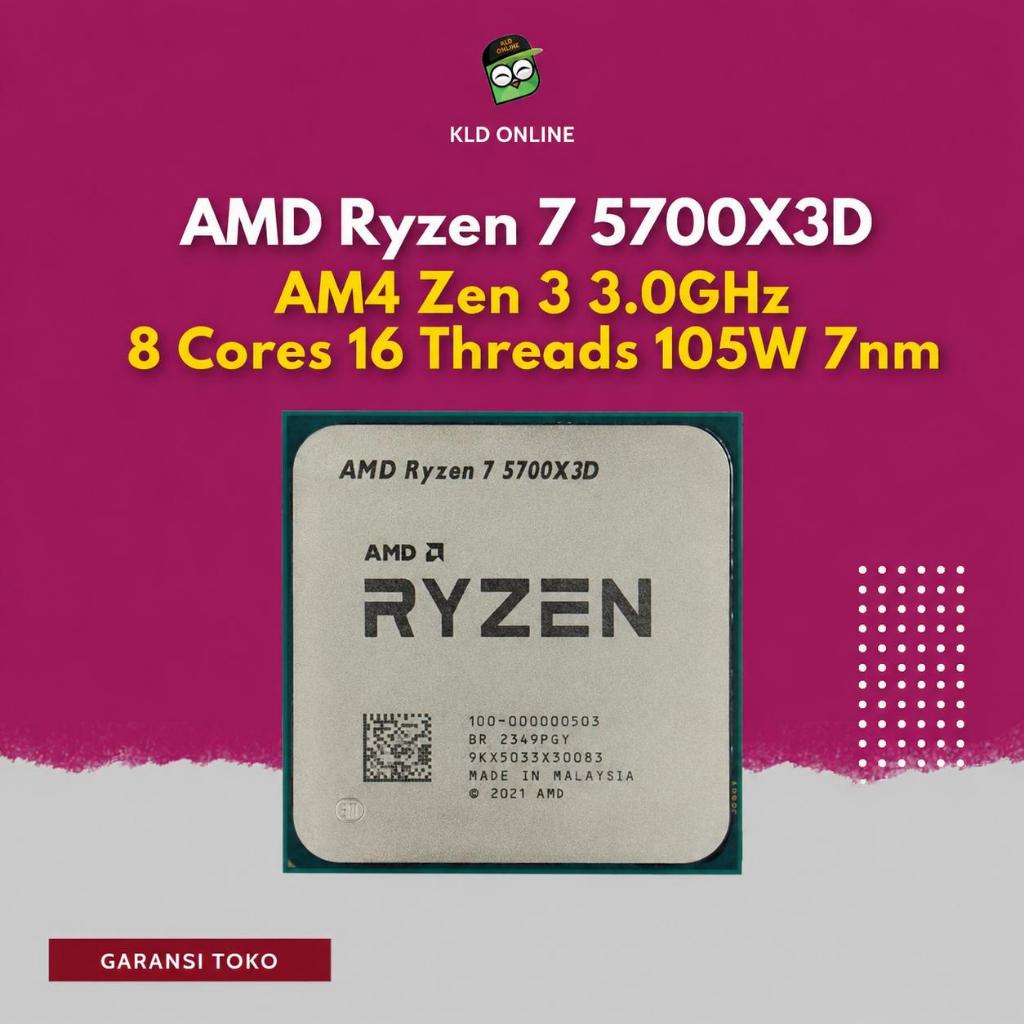AMD Ryzen 7 5700X3D AM4 Zen 3 8 Core 16 Threads 3.0GHz-4.1GHz 105W 7nm TRAY CPU