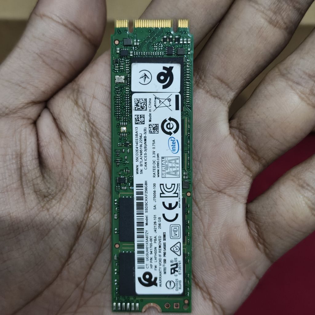 Ssd 256gb m2 sata 2280 merk intel sentinel 100%