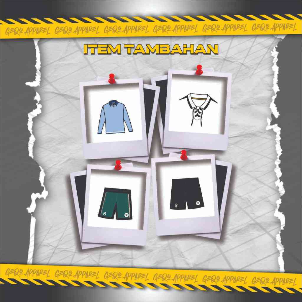ITEM TAMBAHAN GEQO APPAREL. UPGRADE KERAH, LENGAN PANJANG DAN CELANA