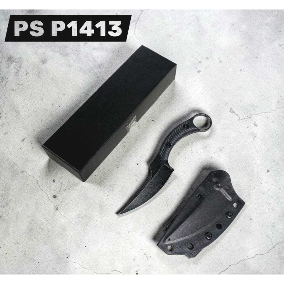 Pisau Karambit Tactical PS P1413 Fixed Blade Outdoor Camping Survival EDC Hunting dengan Sarung Kyde