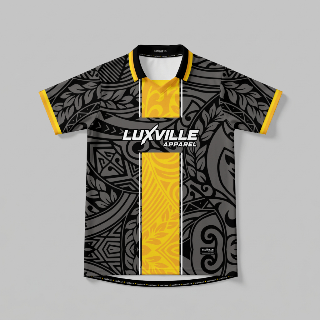 [PREMIUM QUALITY] Jersey Polo Esports & Sport Custom Black Yellow Ethnic Batik Edition - Luxville Ap