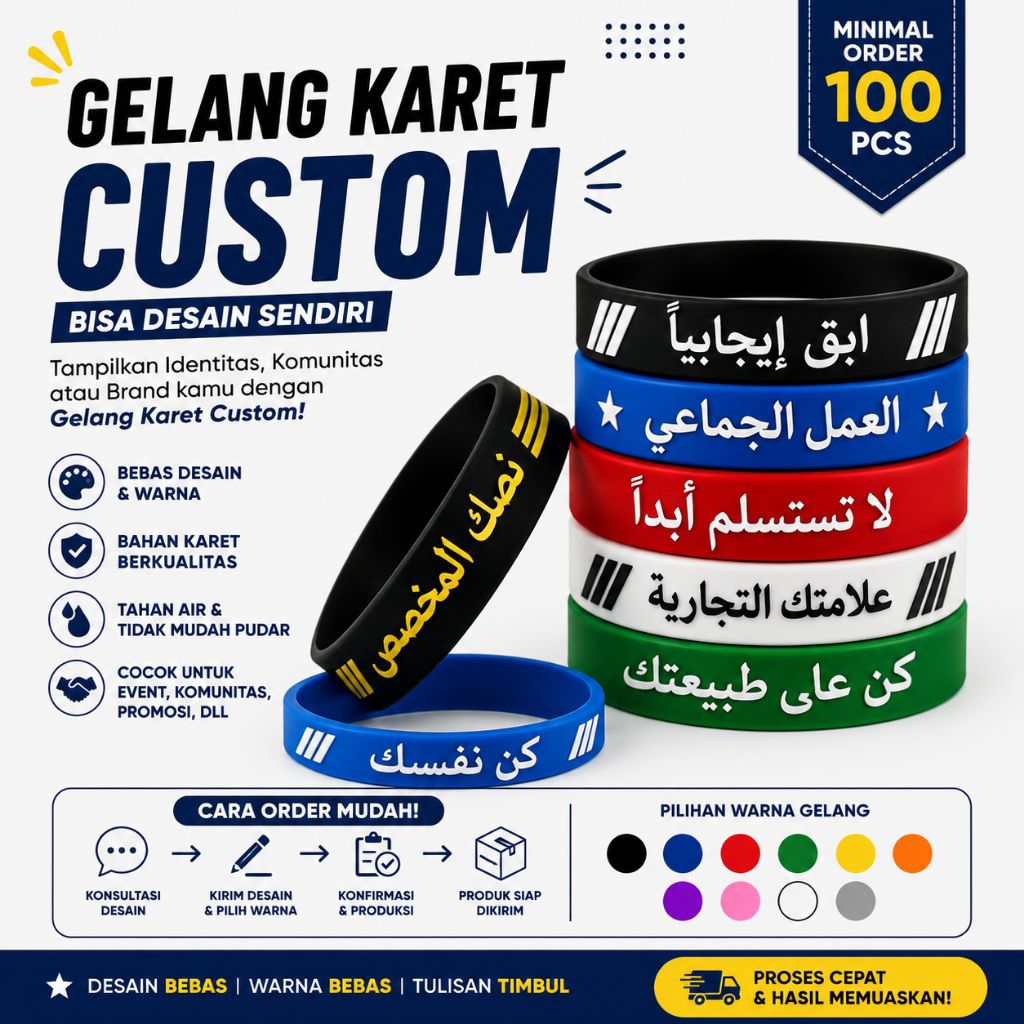 Custom Gelang Karet Nama / Logo - Gelang Rubber Custom Murah Berkualitas
