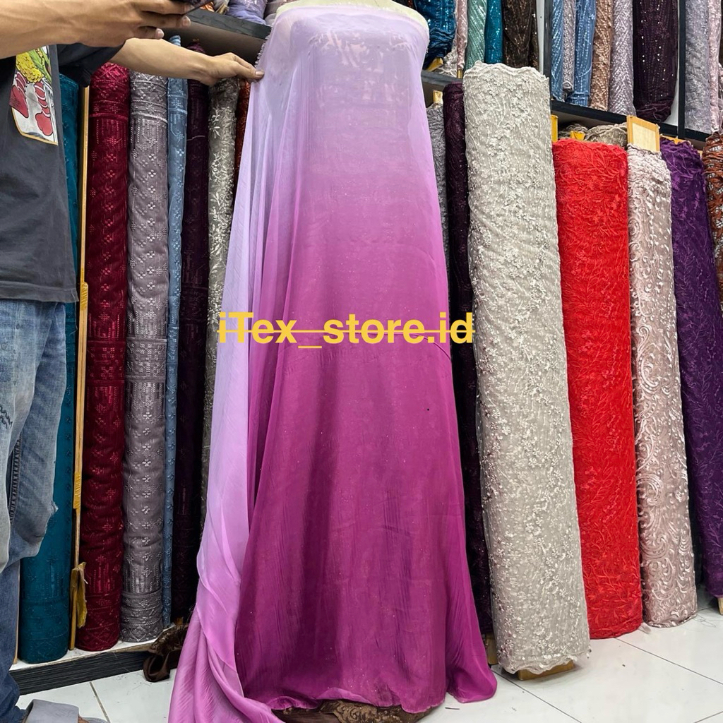 Kain Siffon Gradasi.Siffon Silky Ombre.Kain Gradasi meteran