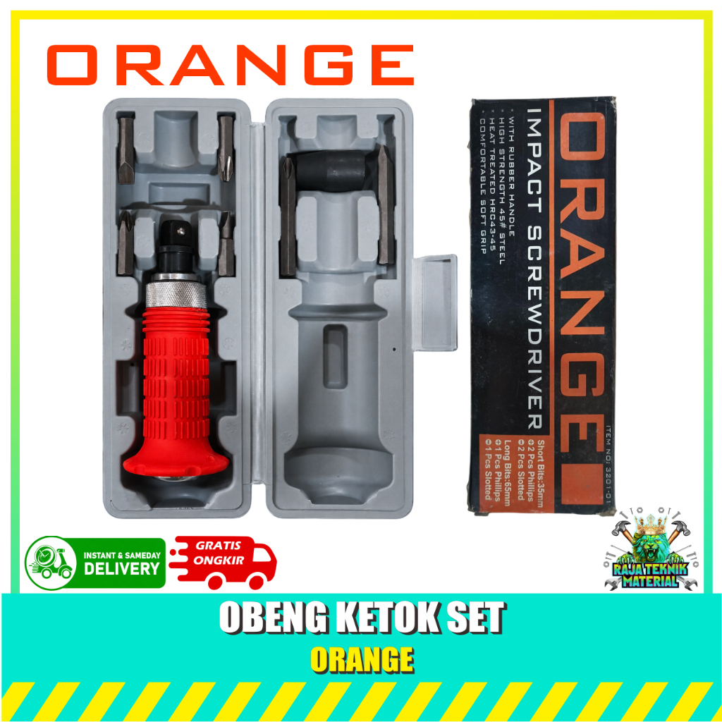 OBRAL Obeng Ketok Putar Impact Driver Set 6 Pcs ORANGE / Obeng Ketok Putar Vesel Orange