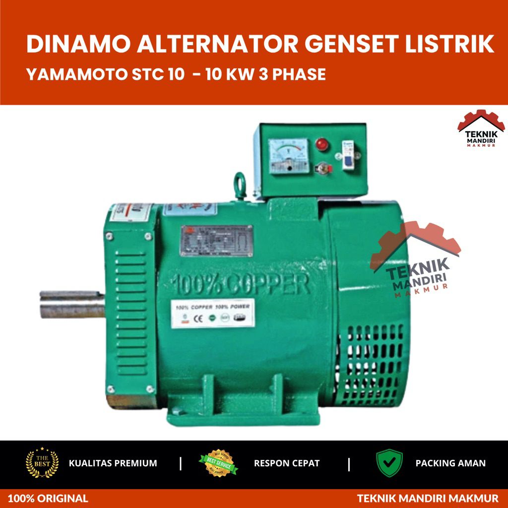 DINAMO ALTERNATOR GENSET LISTRIK 10 KW 3 PHASE YAMAMOTO STC 10 TEMBAGA/DINAMO ALTERNATOR GENSET LIST