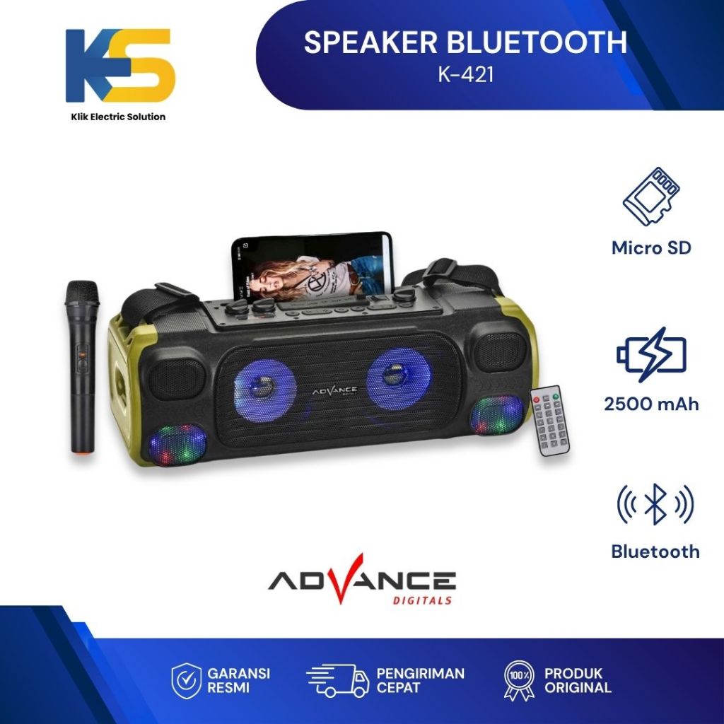K.E.S - ADVANCE K-421 Speaker Bluetooth Mic Wireless Music Box Karaoke