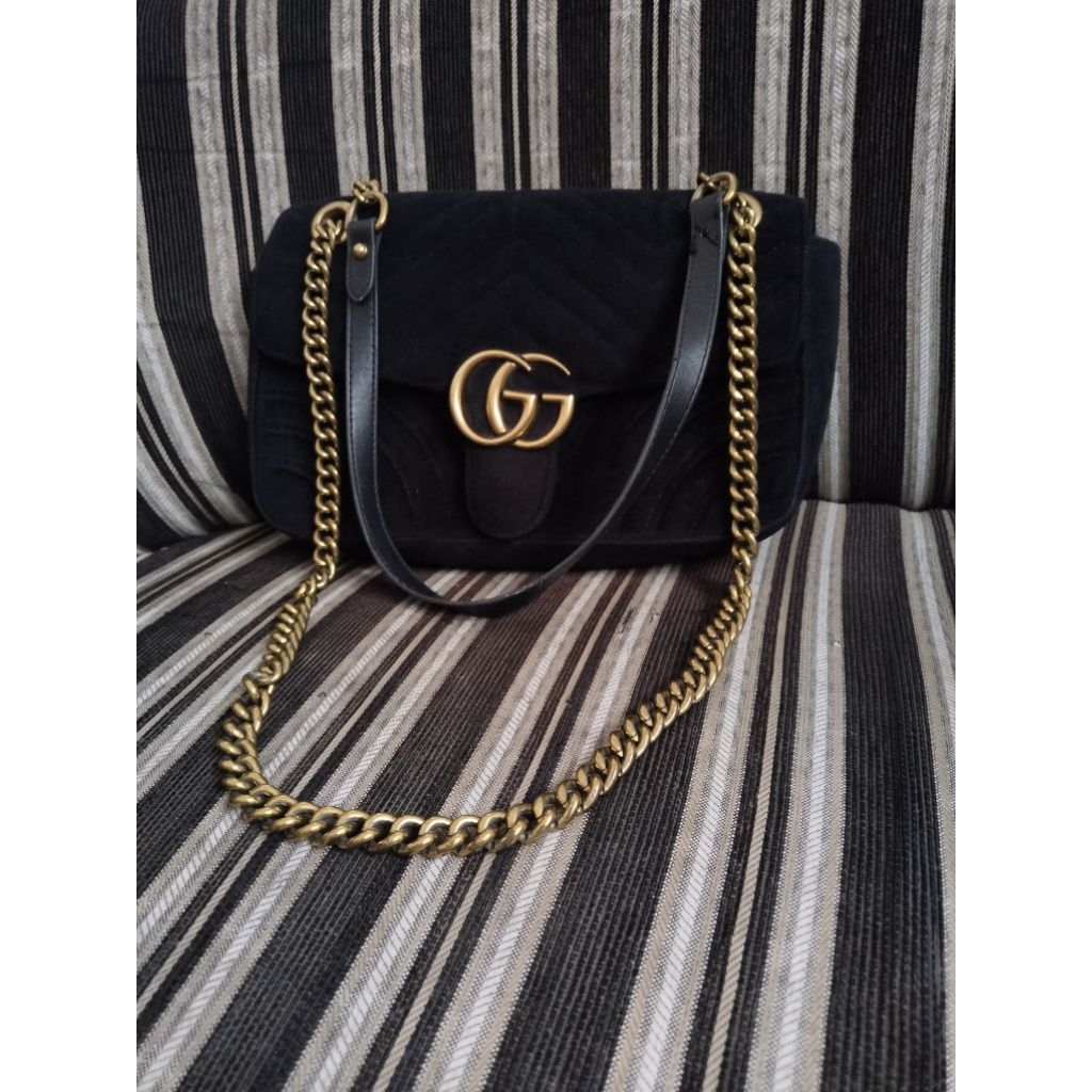 pl tas brand Gucci GG marmont bahan velvet. split pay harga 375