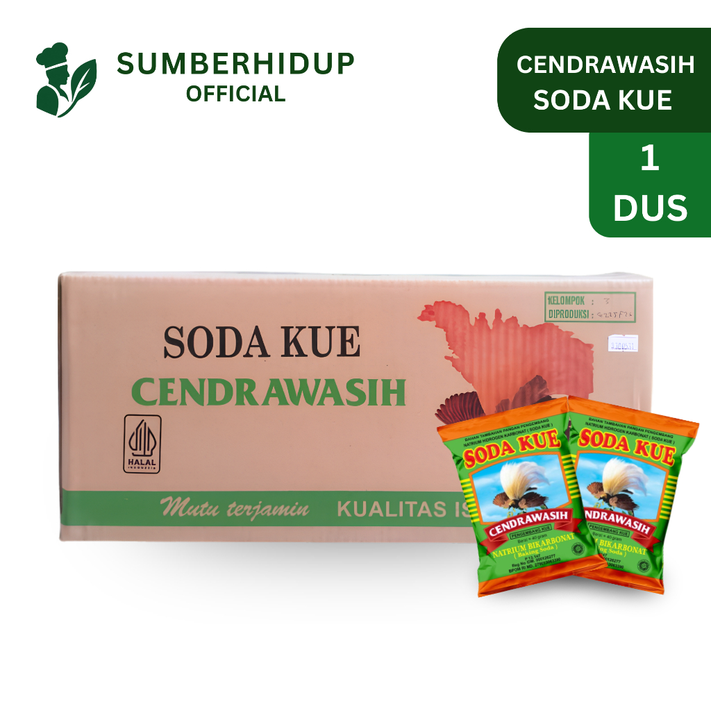 Soda Kue Cendrawasih 1 Dus Karton Isi 25 Pcs x 12 Pack Sachet 40 GR Natrium Bikarbonat Murni Pengemb