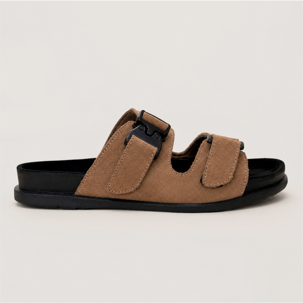 Jull Studio Agadir - Tan Suede Leather | Sandal Selop Coklat Nyaman Pria Original | Kulit Asli Suede