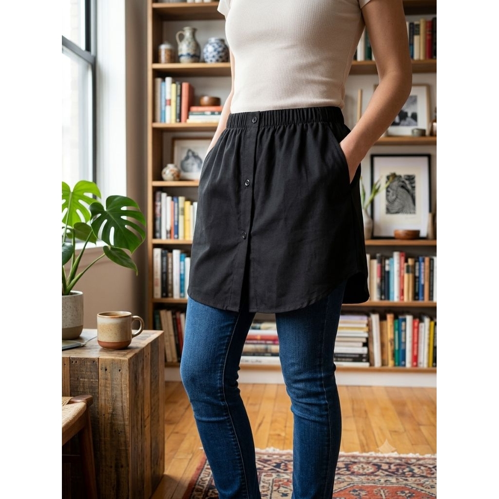Rok Penutup Pinggang Polos Warna Hitam Praktis