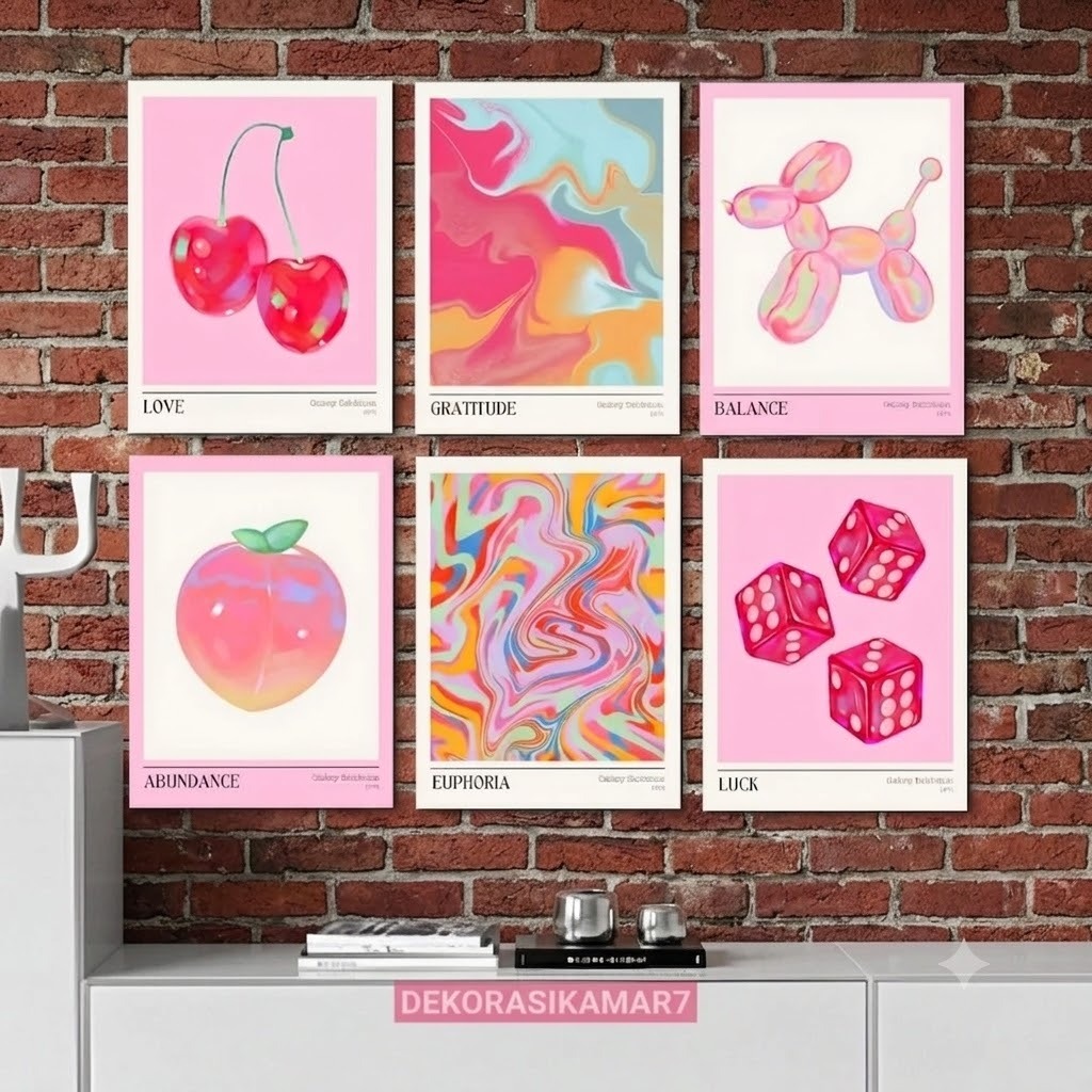 Hiasan dinding kamar aesthetic Poster kamar cewek ekhibition pink Wall decor - Pajangan