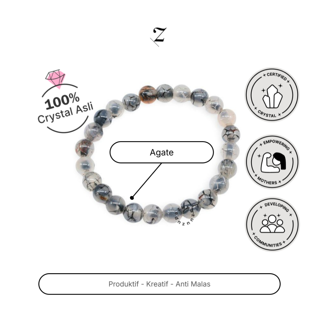 Zupazupazuu Crystal Bracelet 6mm - Agate