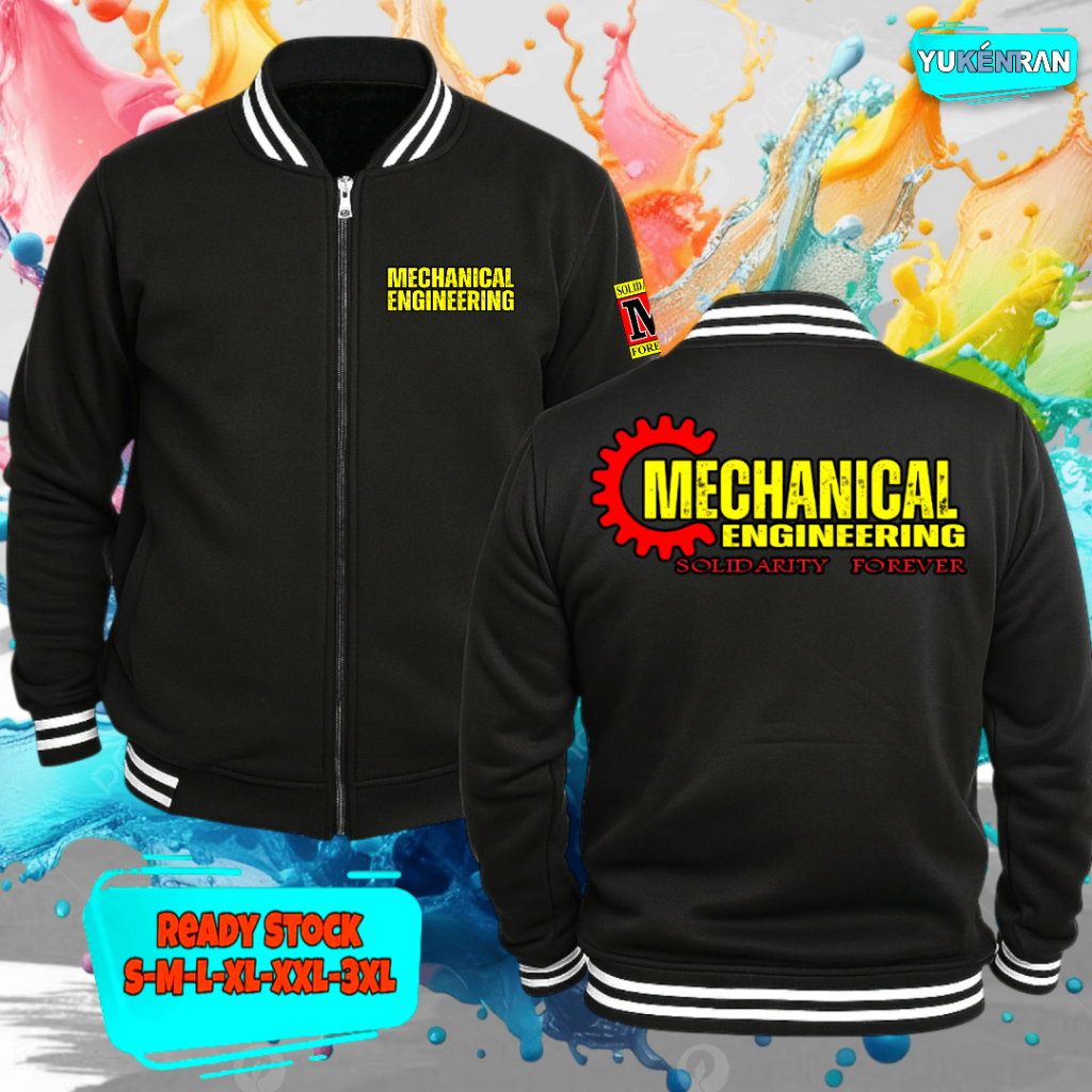 JAKET VARSITY M SOLIDARITY FOREVER MECHANICAL ENGINEERING DESIGN SIMPLE CASUAL BAHAN COTTON PREMIUM
