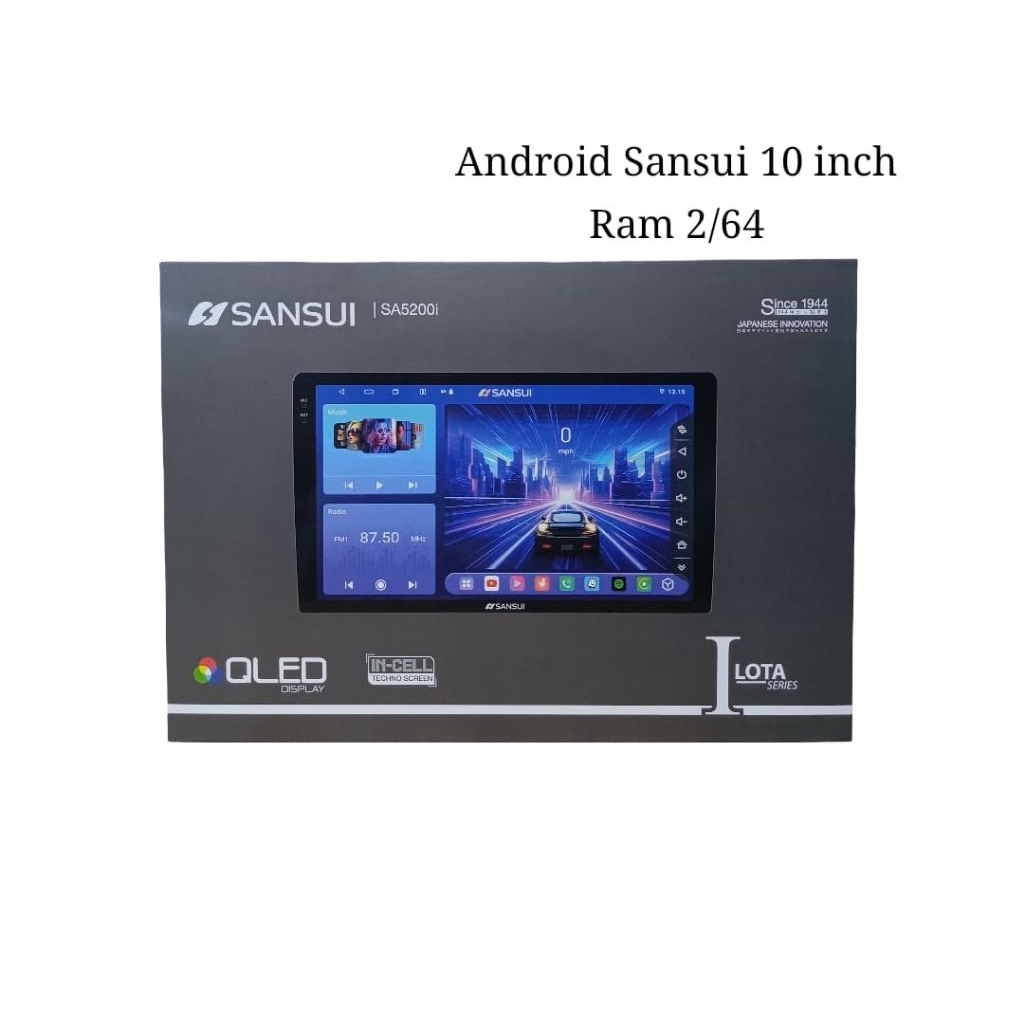 Head unit Android sansui lota series Ram 2/64 GB sansui android 10 inch head unit tape mobil