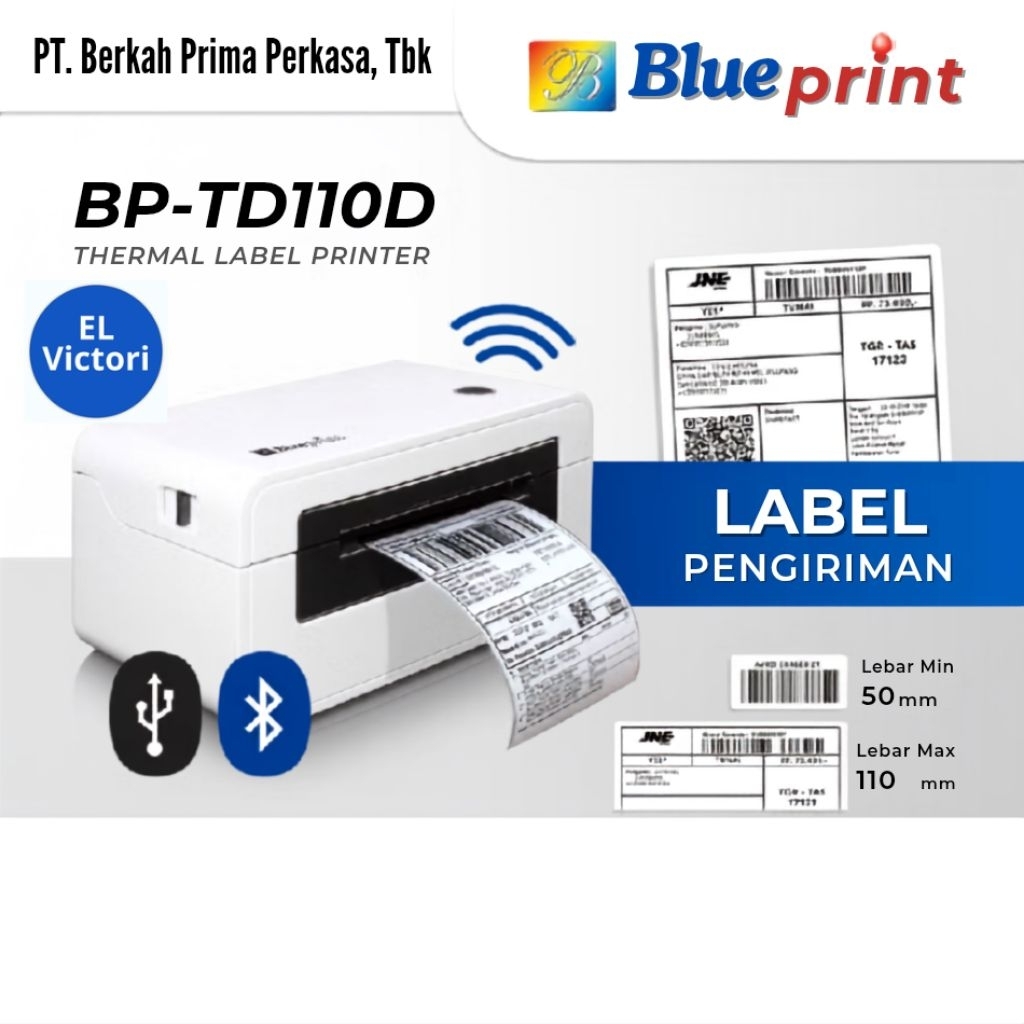 Printer Barcode Thermal Resi Pengiriman A6 BLUEPRINT TD110D/TD110X