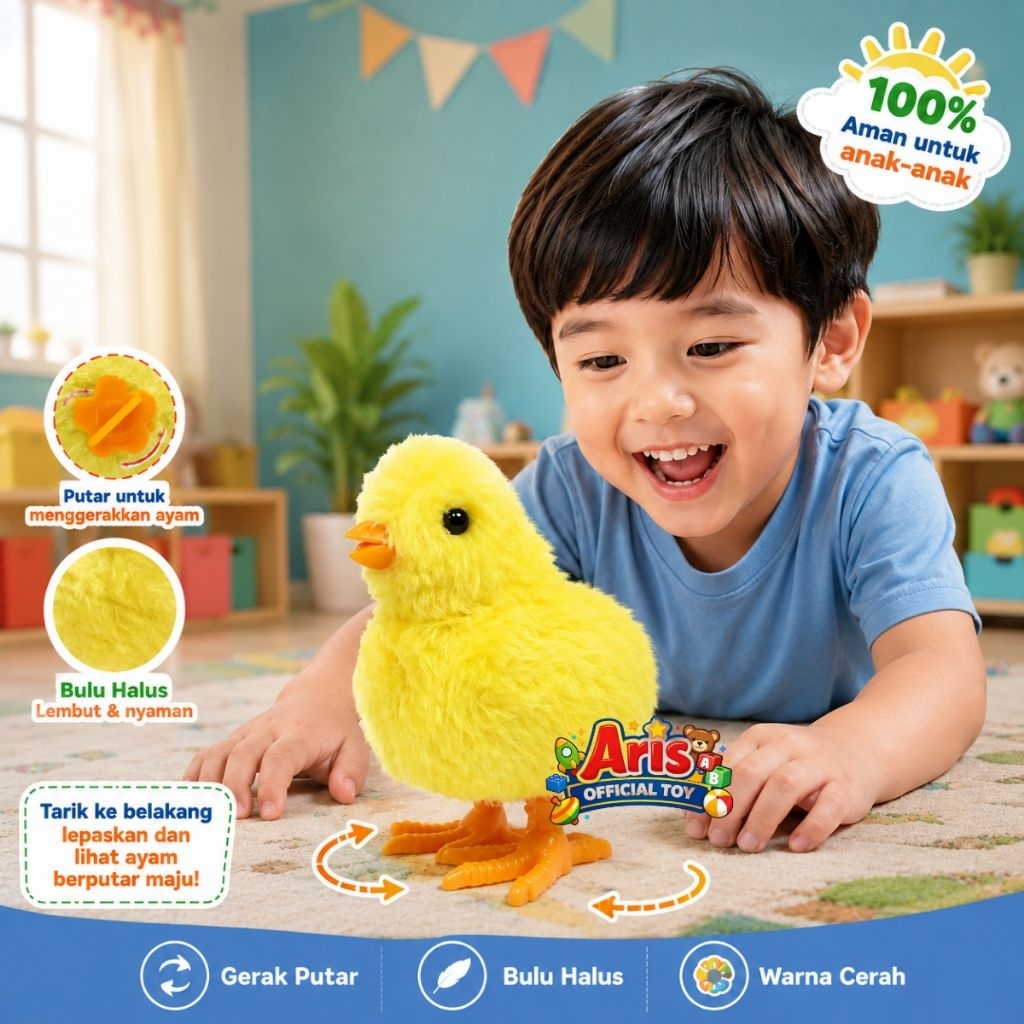Mainan Ayam Bulu Putar Ayam Berbulu Halus Mirip Asli