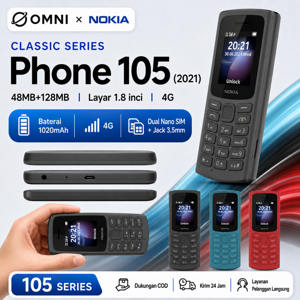 HP Nokia 105 2021 Dual SIM Jadul Klasik Fullset Garansi Toko 1 Bulan
