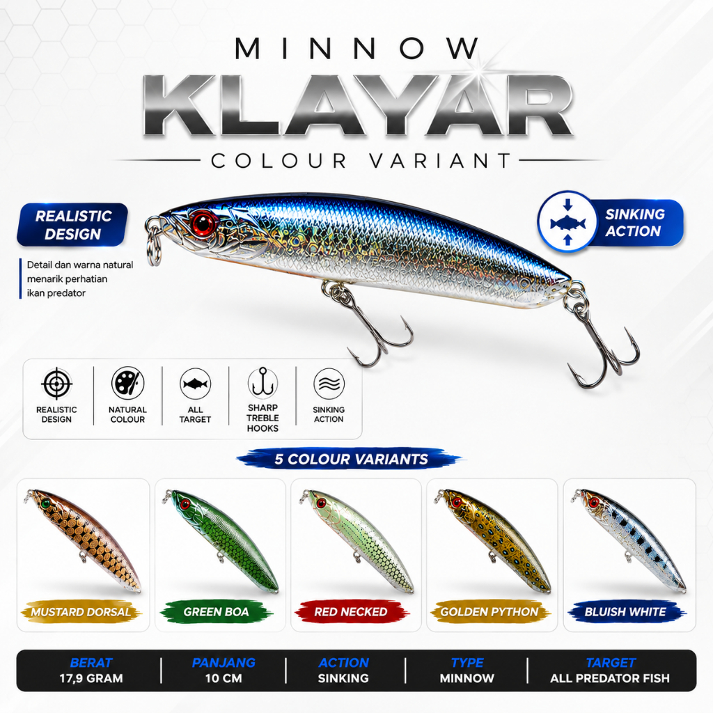 Umpan Minnow Klayar Umpan Pancing by Markiman 17,9 Gram 10 cm |  BOTOL MINUM TERMOS BRIGHTON VACUUM 
