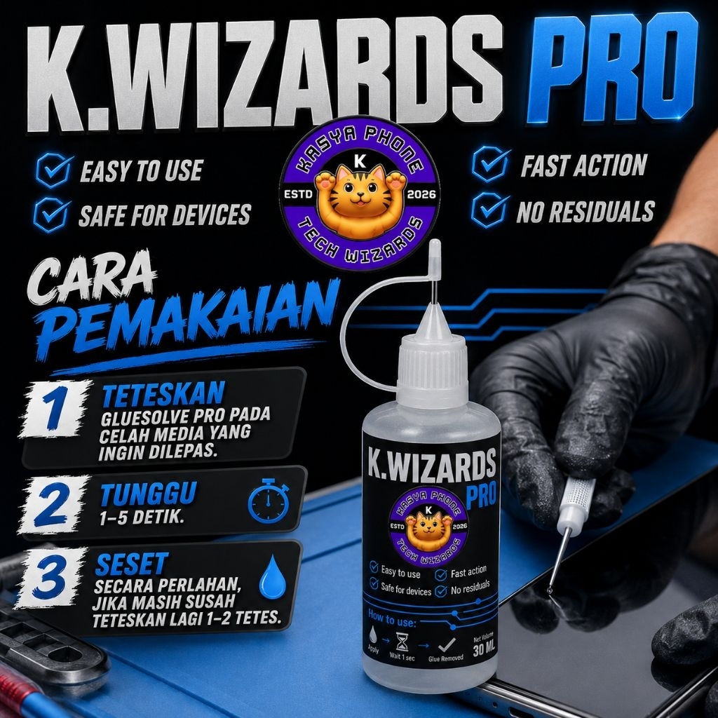 QUICK GLUE BREAKER K.WIZARDS PRO 30 ml Cairan Lepas LCD dan Backdoor Aman Presisi Profesional