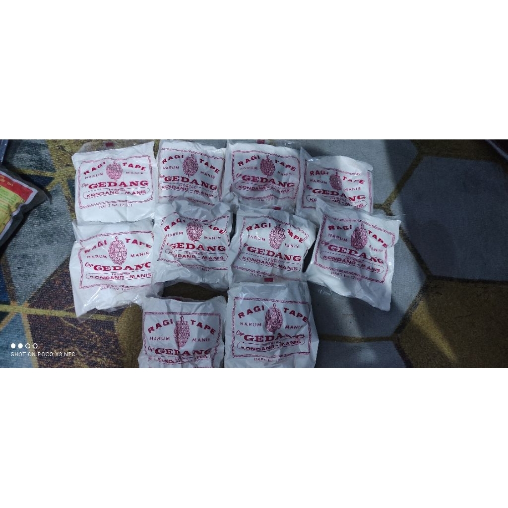Ragi tape singkong cap gedang isi 10 sachet ragi tape harum manis cap gedang istimewa kondang manis
