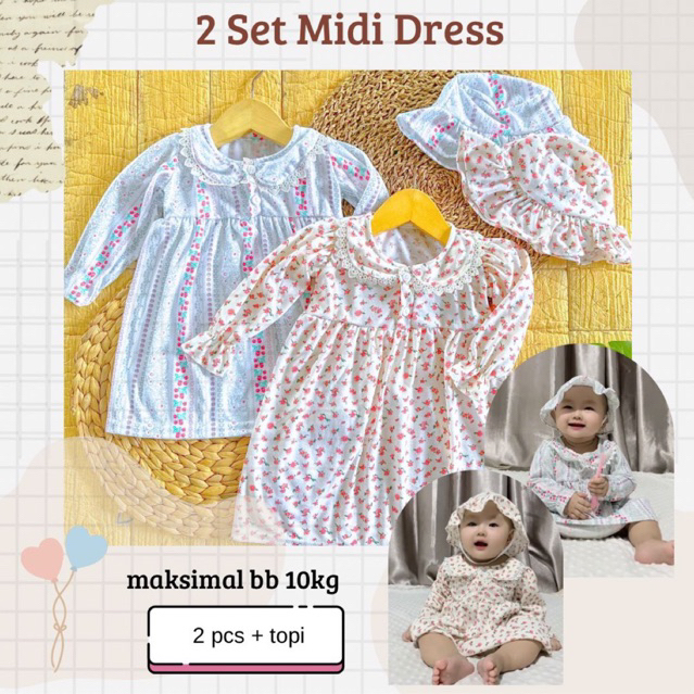 Nakita_Midi Dress bayi Perempuan Newborn 0-12  include topi /dress Newborn SNI Promo 9.9 Lebaran Ram