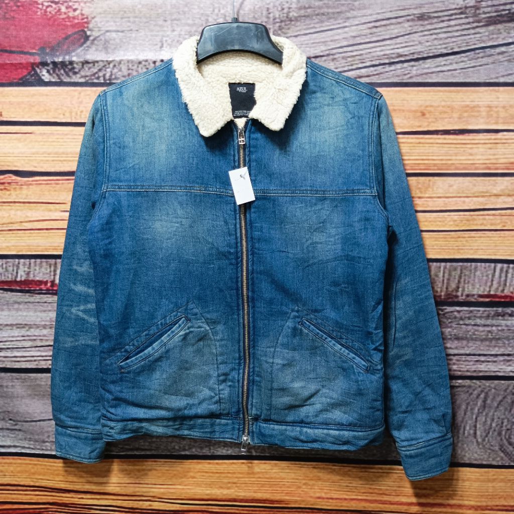 jaket denim AZUL daleman sherpa size L casual bagus murah