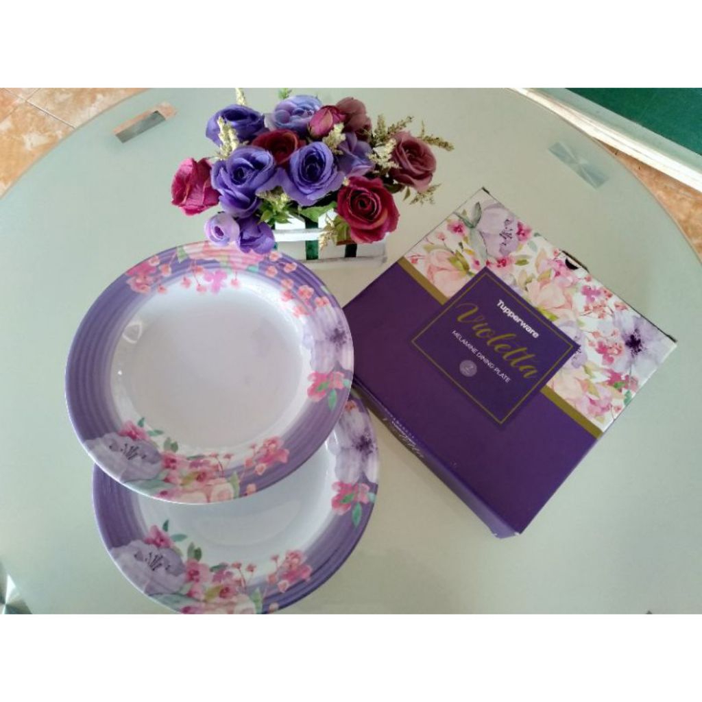 Tupperware melamine violetta dinning plate 2pcs with box
