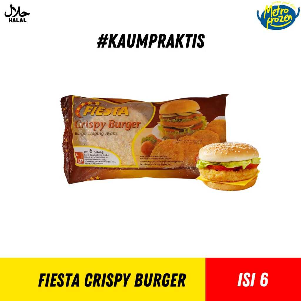 FIESTA Crispy Burger isi 6 //burger daging ayam //instan Banjarmasin