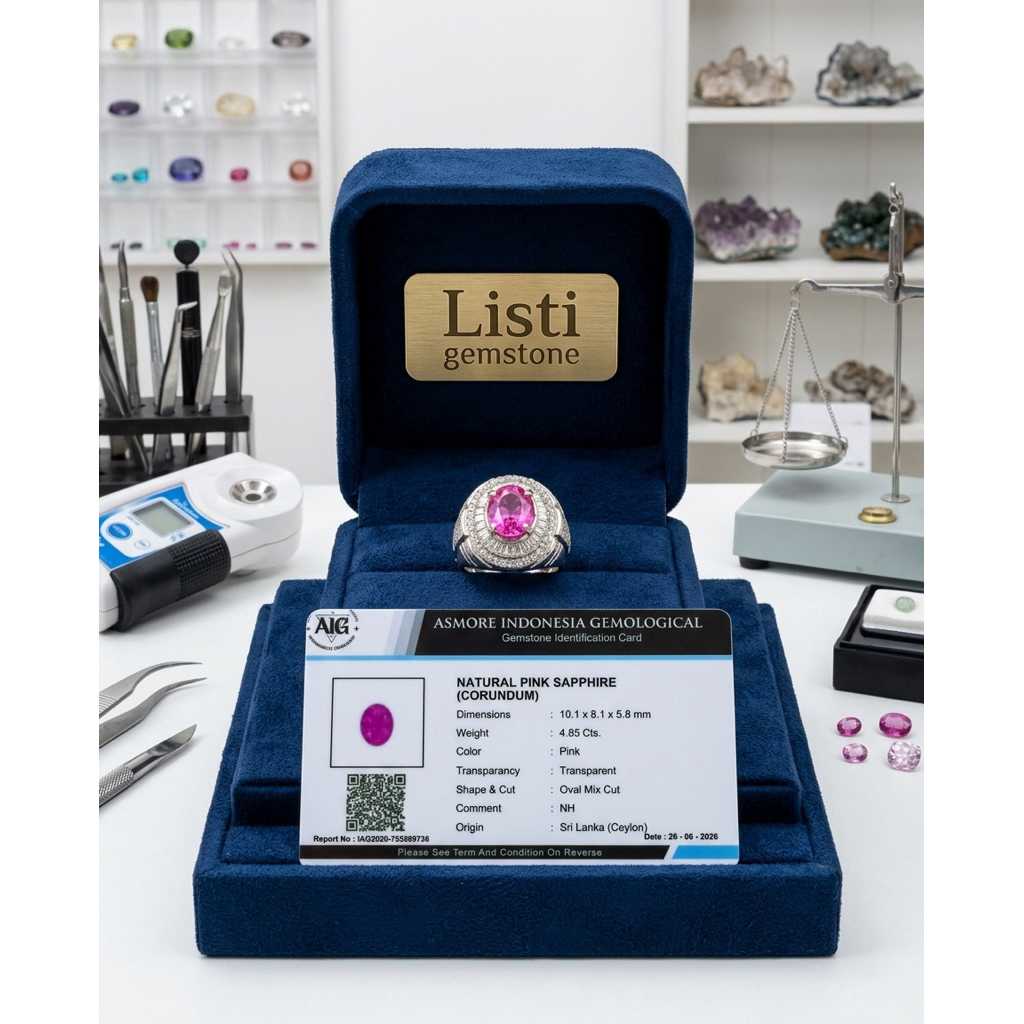 cincin batu pink sapphire srilangka ceylon no heat bermemo