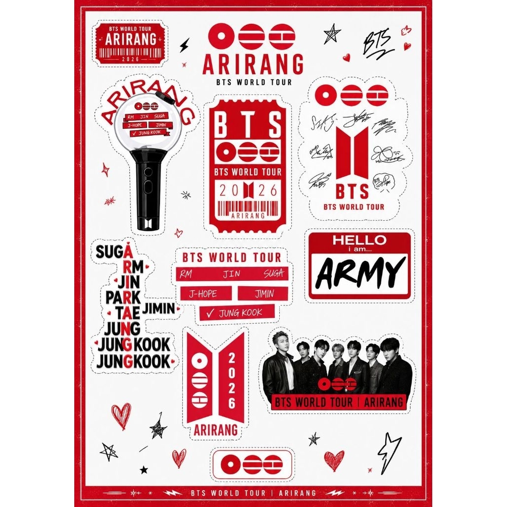 STIKER BTS | FREEBIES BTS | STIKER CUSTOME | BTS ARIRANG