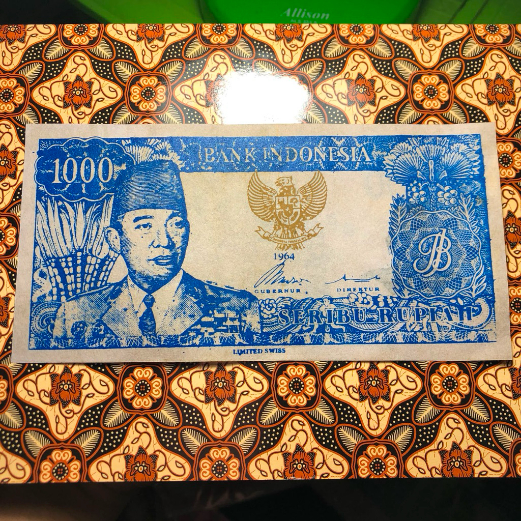 Koleksi Uang Kertas Lama Sukarno Rp. 1000 Tahun 1964 Edisi Penari 9 Biru
