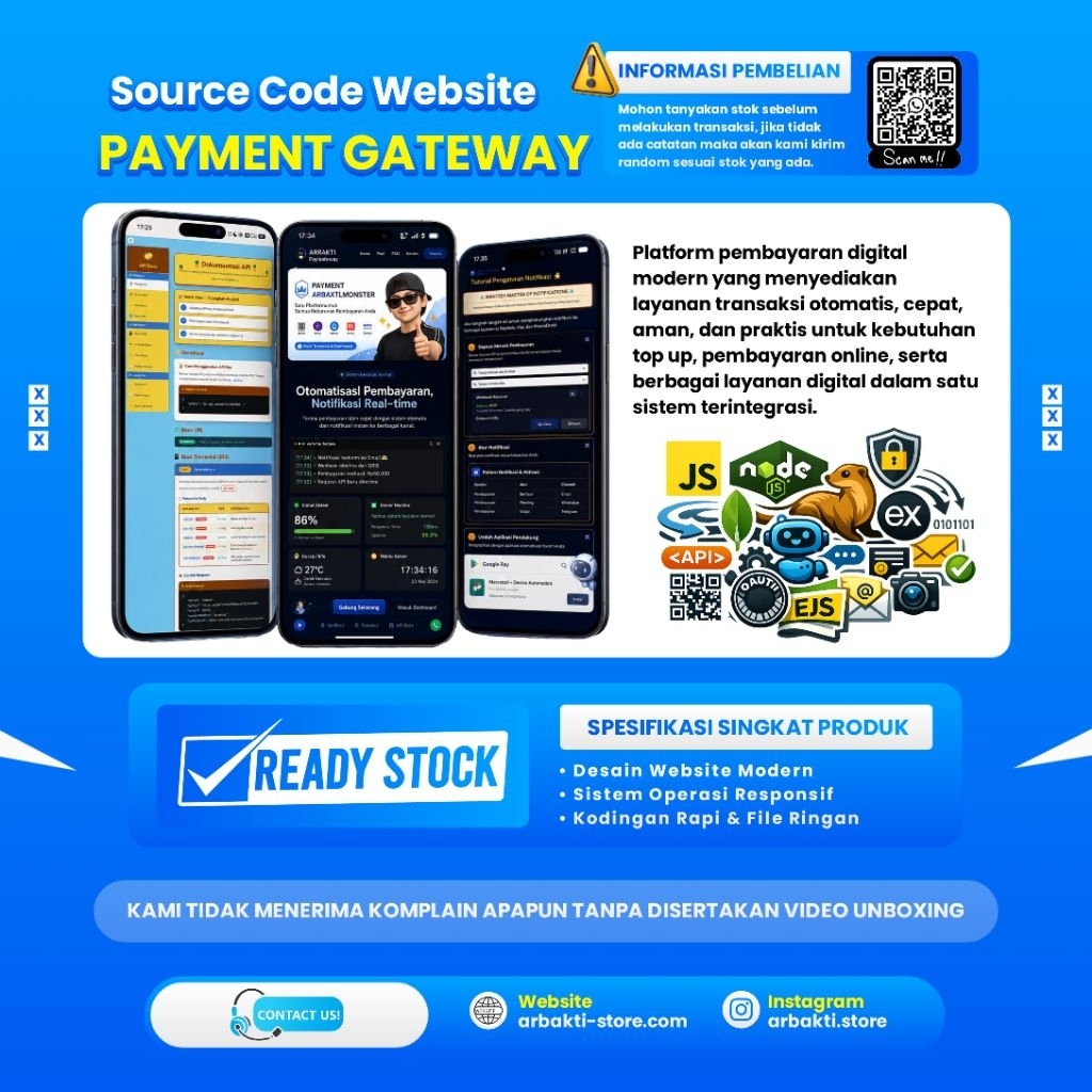 SOURCE CODE PAYMENT GATEWAY QRIS API OTOMATIS SUPPORT E-WALLET UNTUK BISNIS ONLINE