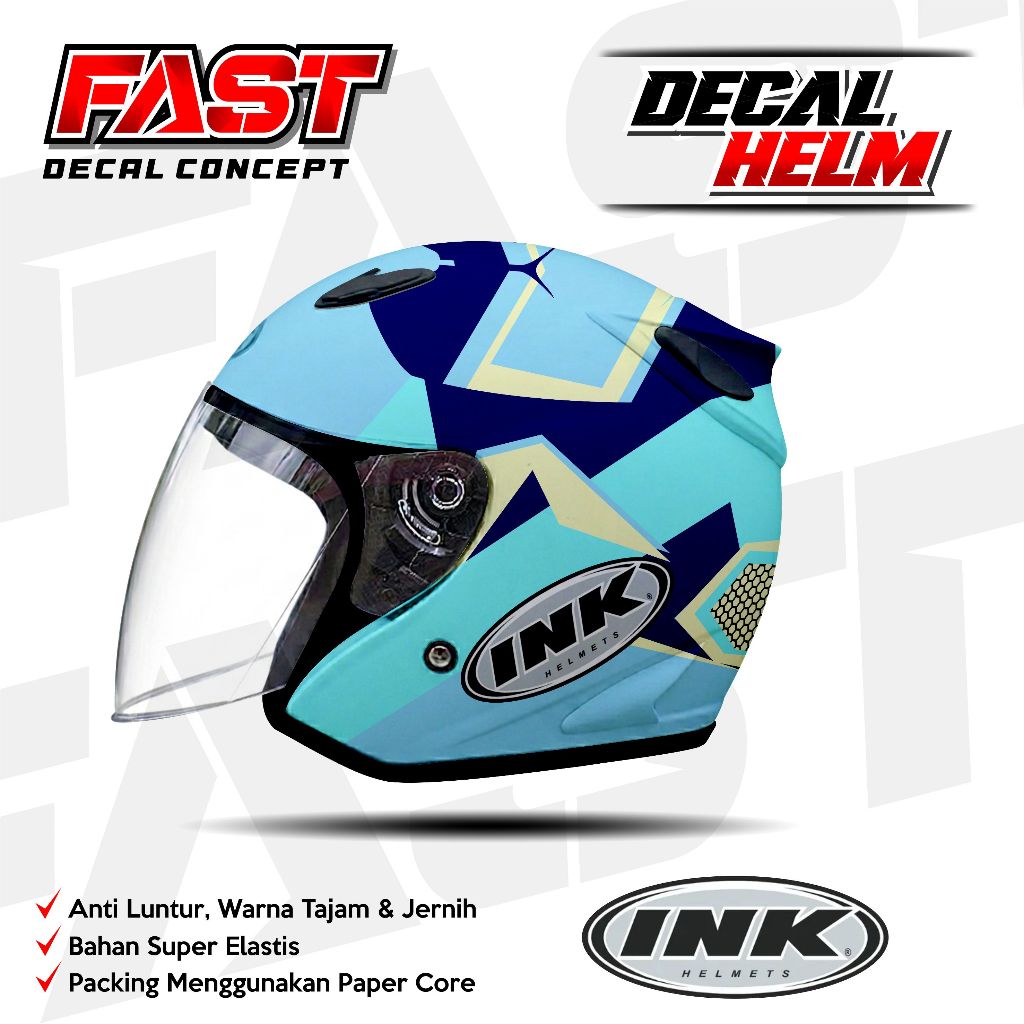 Terbaru Sticker Decal Helm INK Helf Face simpel racing decal helm INK simpel full